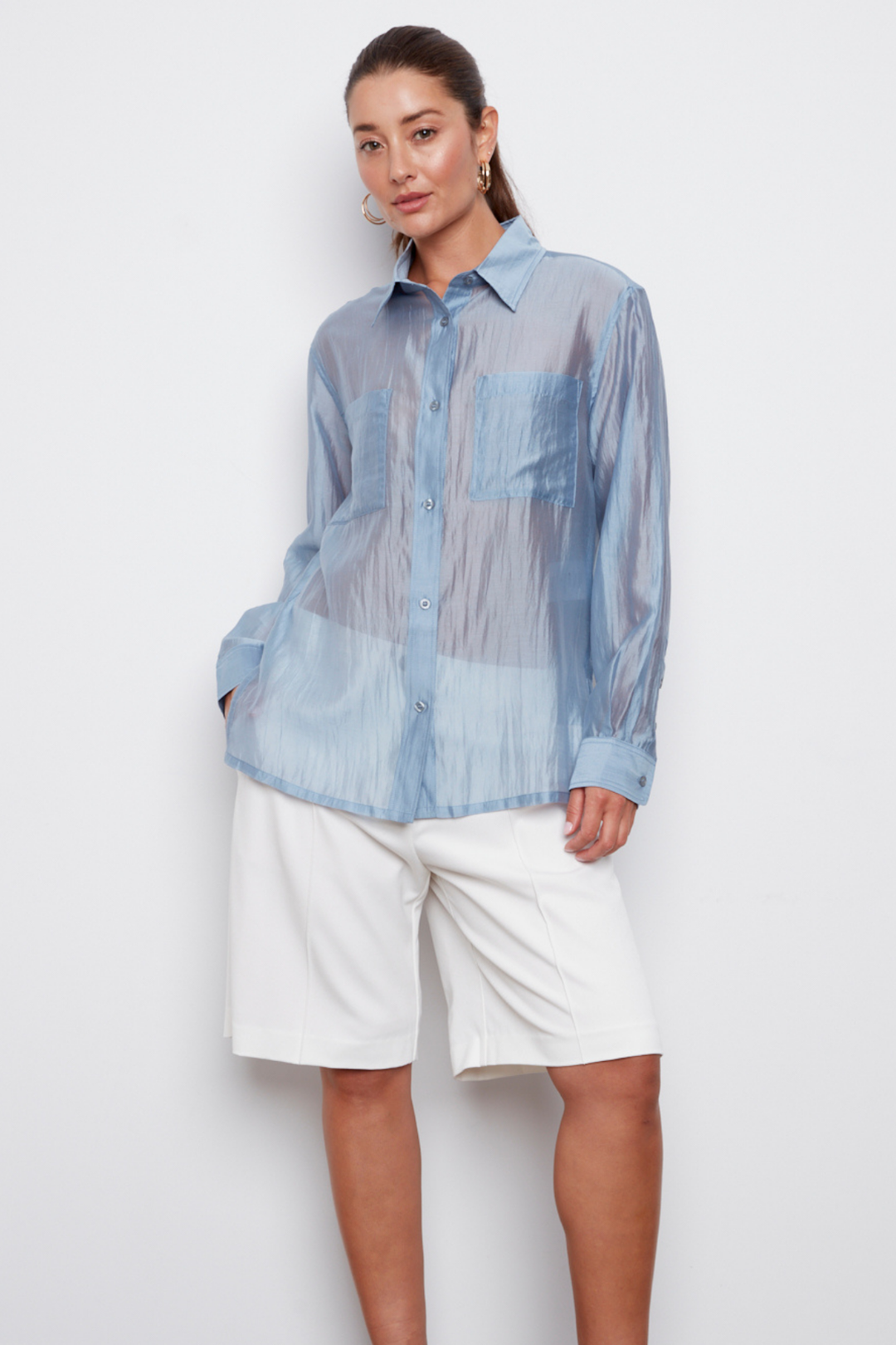 Carson Wide Leg Bermuda Shorts - White