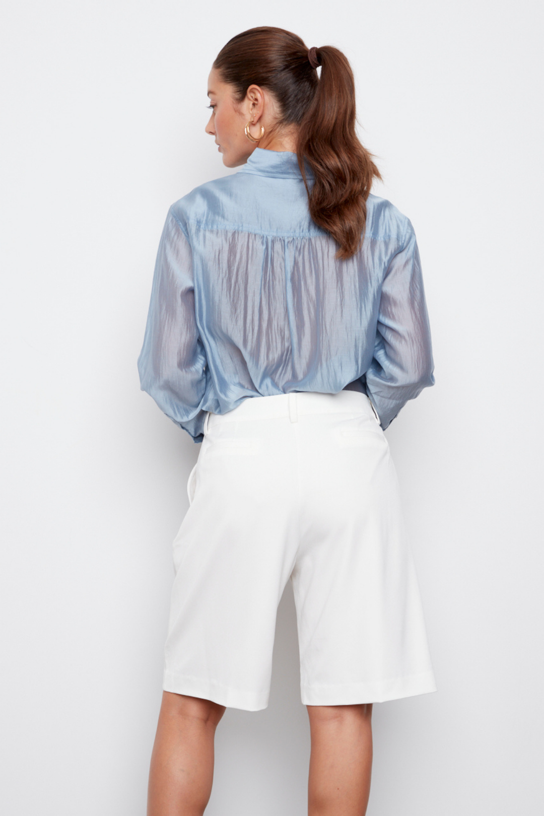 Carson Wide Leg Bermuda Shorts - White