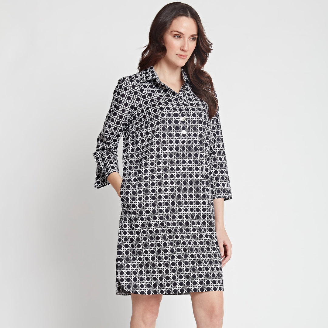 Hinson Wu Aileen 3/4 Sleeve Dress - Lattice Print