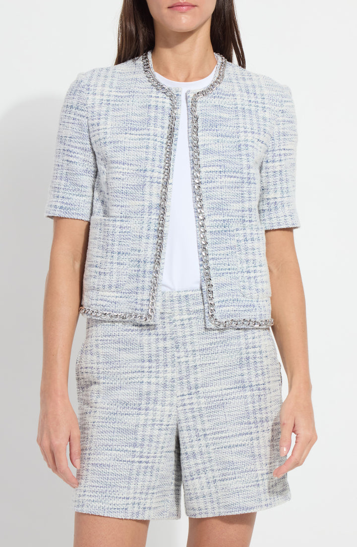 Lysse Lily Summer Tweed Jacket in Azzurro available at Barbara Katz