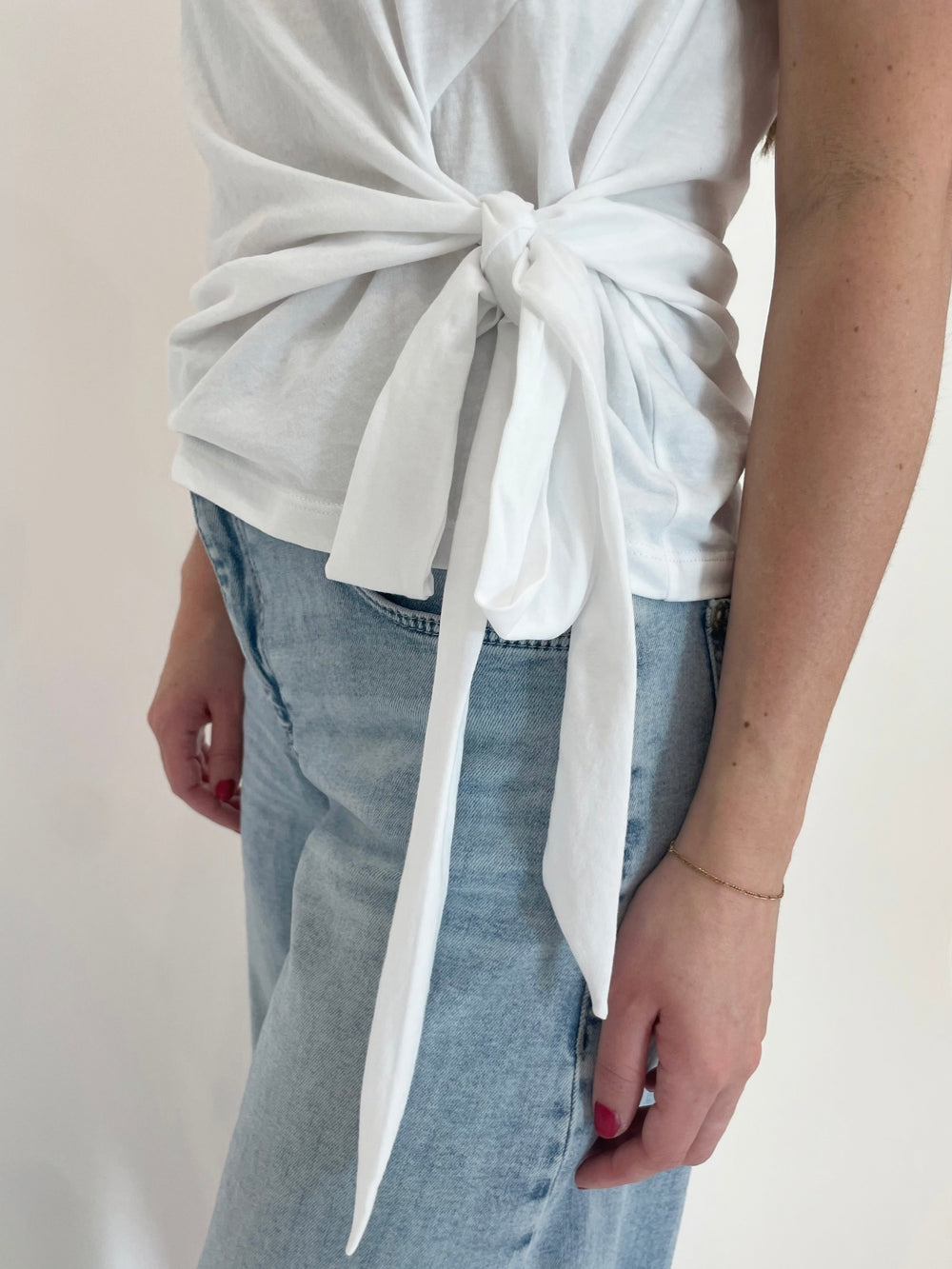 Nation Ltd Vincent Side Tie T-Shirt in White available at Barbara Katz