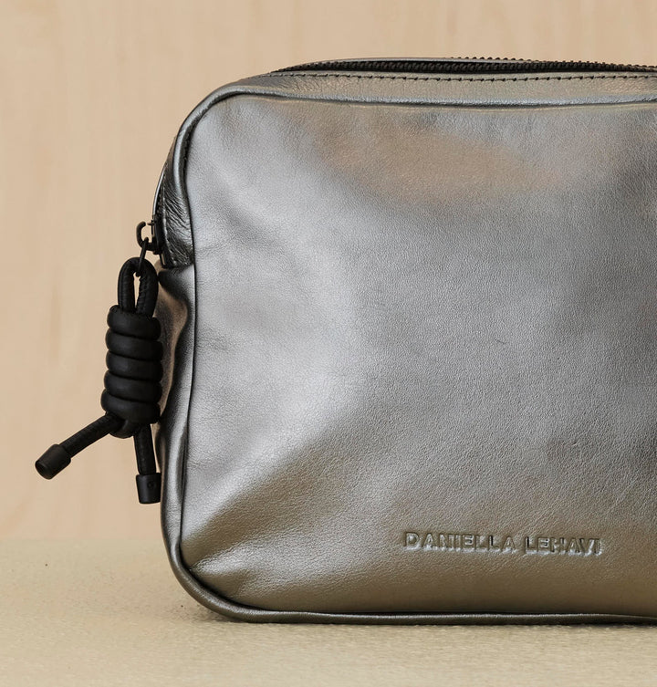 Daniella Lehavi Louise Loop Mini Box Crossbody Bag in Metallic Pewter available at Barbara Katz
