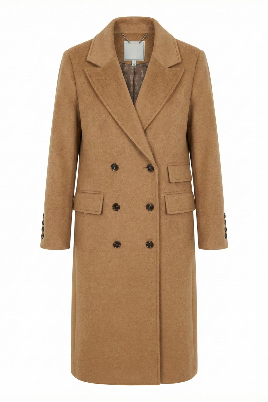 Adroit Atelier Bennett Double Breasted Long Wool Blend Coat in Camel available at Barbara Katz
