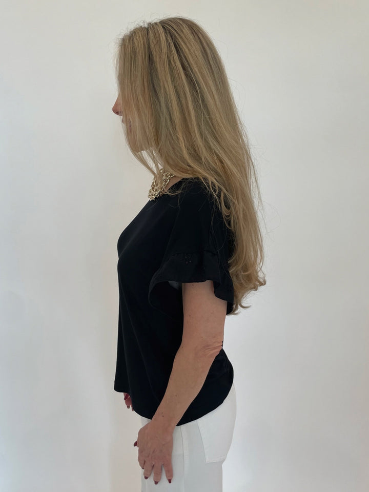 Bariloche Alexandrina Rose Top in Black available at Barbara Katz