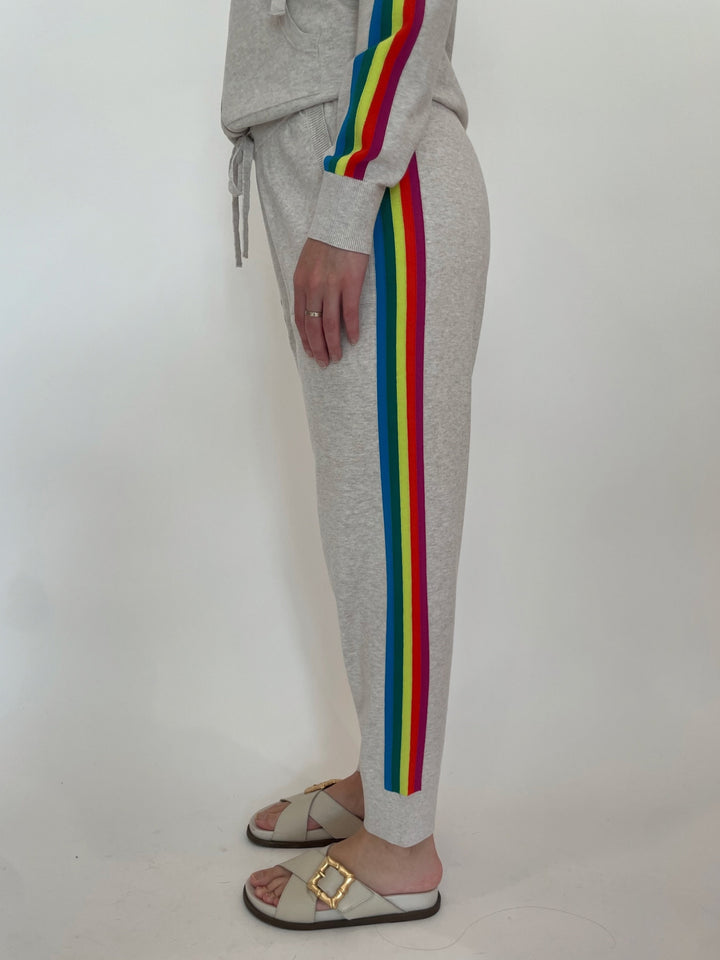 J Society Rainbow Striped Joggers in Flax available at Barbara Katz