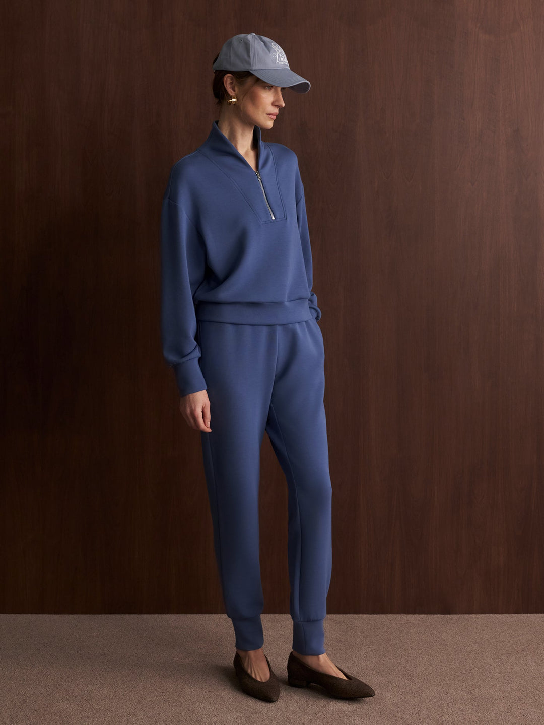 Varley The Slim Cuff Pants 25" in Bijou Blue available at Barbara Katz