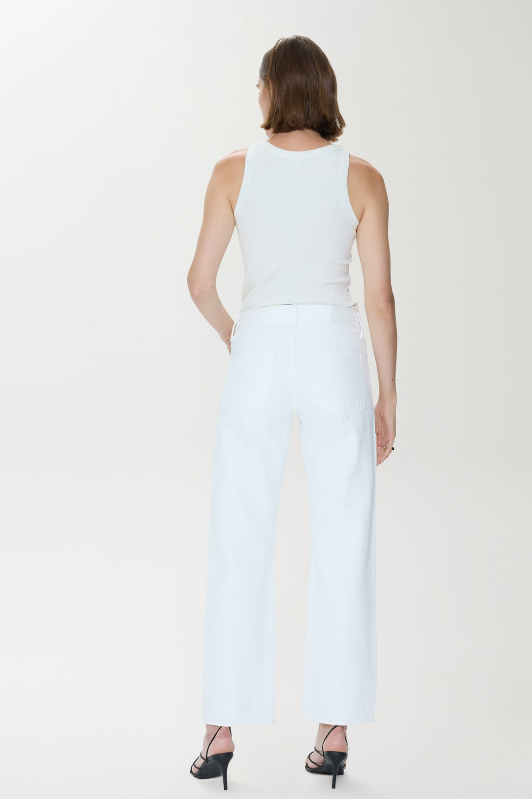 Pistola Lexi Mid Rise Bowed Straight Jeans in White available at Barbara Katz