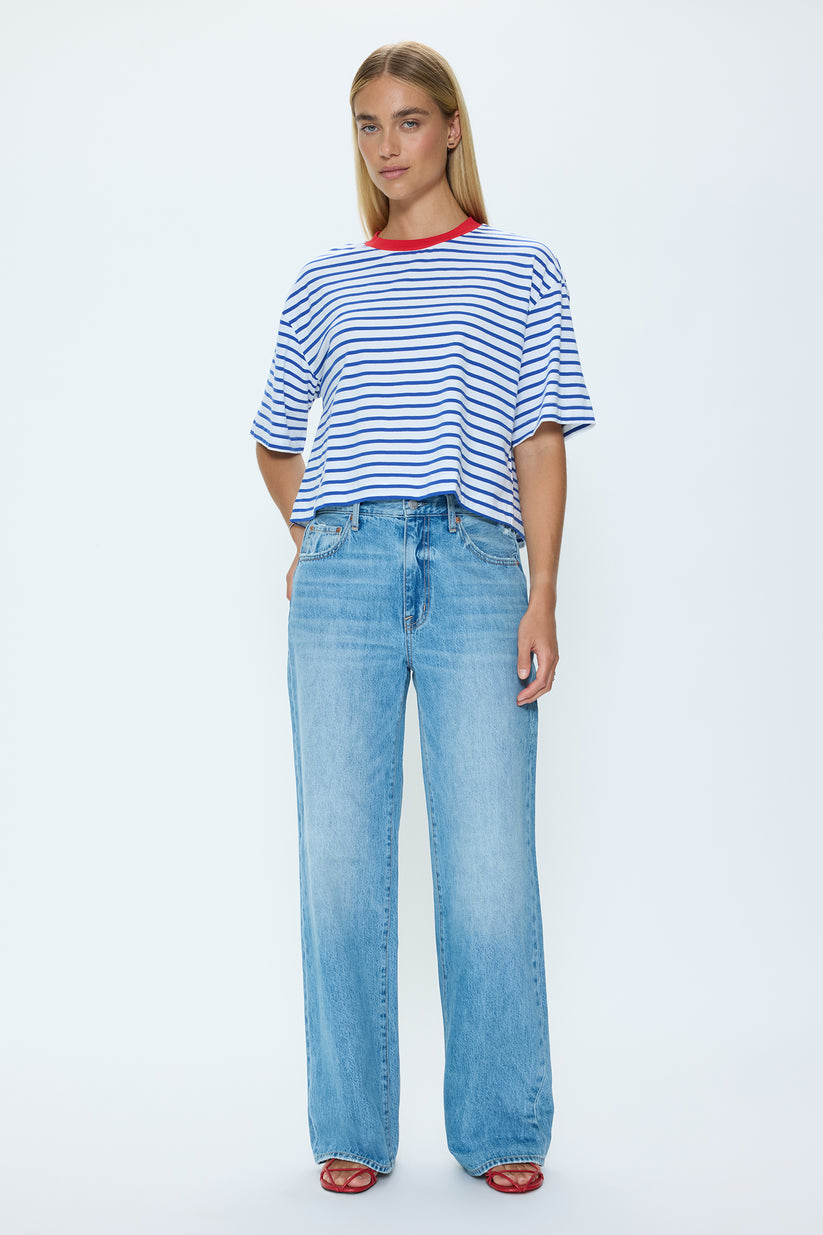 Pistola Mae Cropped Tee in Maritime Red available at Barbara Katz