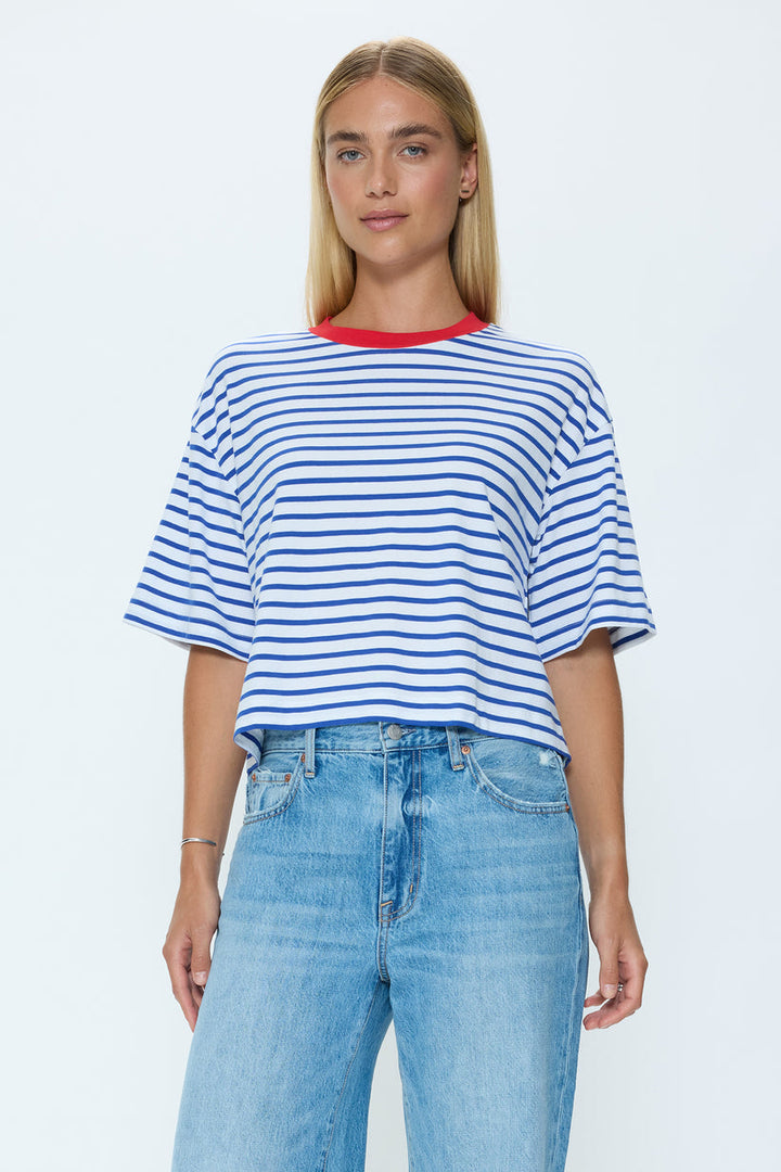 Pistola Mae Cropped Tee in Maritime Red available at Barbara Katz