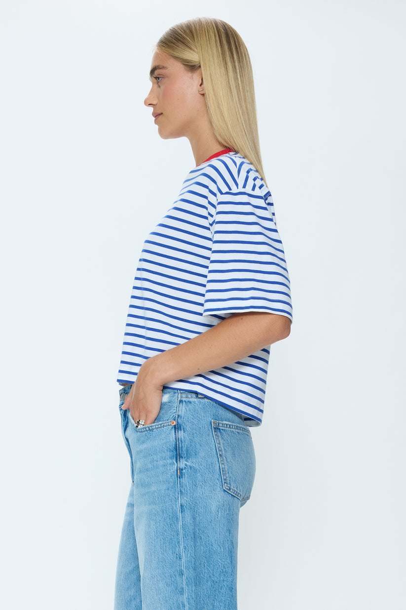 Pistola Mae Cropped Tee in Maritime Red available at Barbara Katz