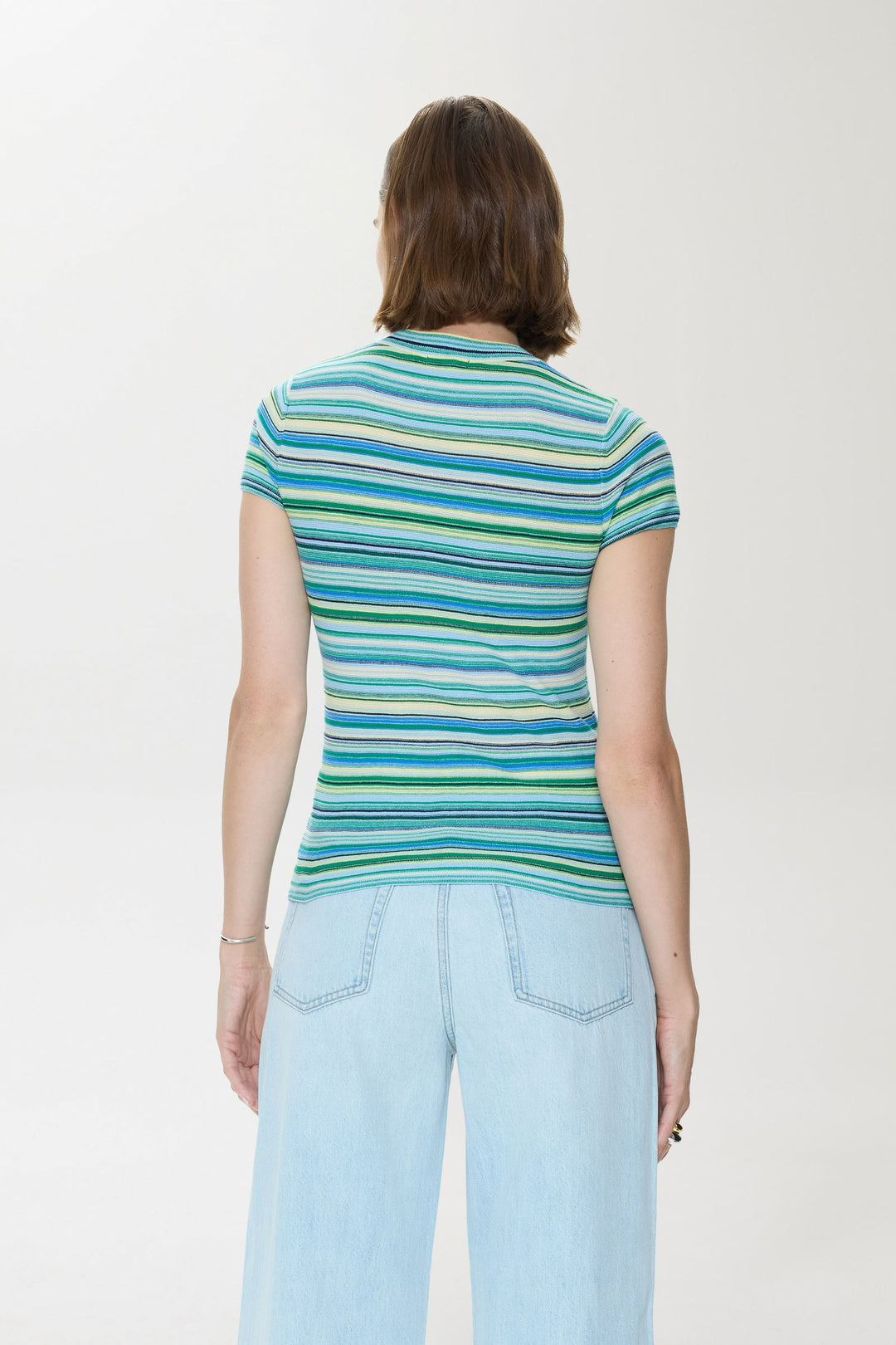 Pistola Selene Short Sleeve Sweater Tee in Blue Green available at Barbara Katz