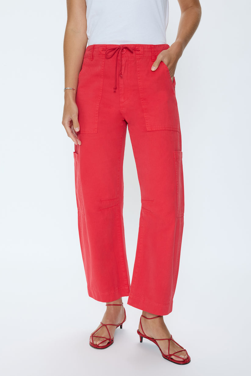 Pistola Sabrina Curved Utility Pants in Maraschino available at Barbara Katz