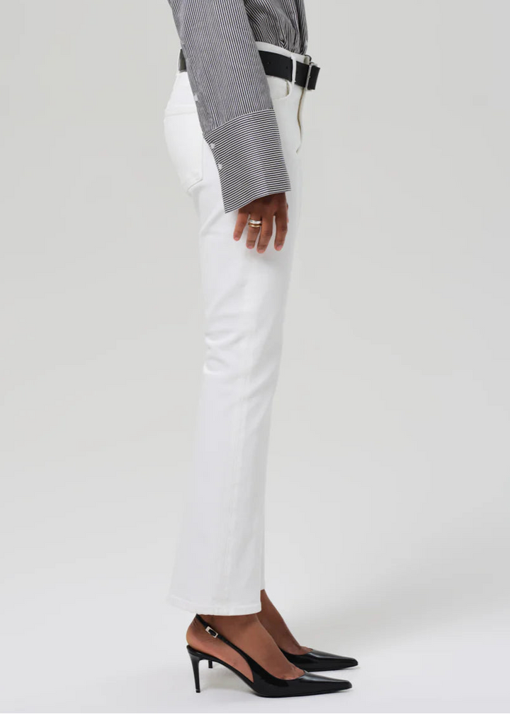 Citizens of Humanity Lilah High Rise Bootcut Jeans 32.5" in Soft White available at Barbara Katz
