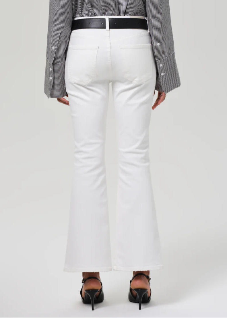 Citizens of Humanity Lilah High Rise Bootcut Jeans 32.5" in Soft White available at Barbara Katz