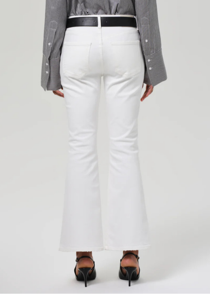 Citizens of Humanity Lilah High Rise Bootcut Jeans 32.5" in Soft White available at Barbara Katz