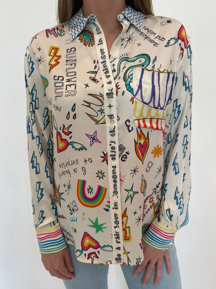 ME369 Isabel Enlightenment Printed Button Down Shirt available at Barbara Katz