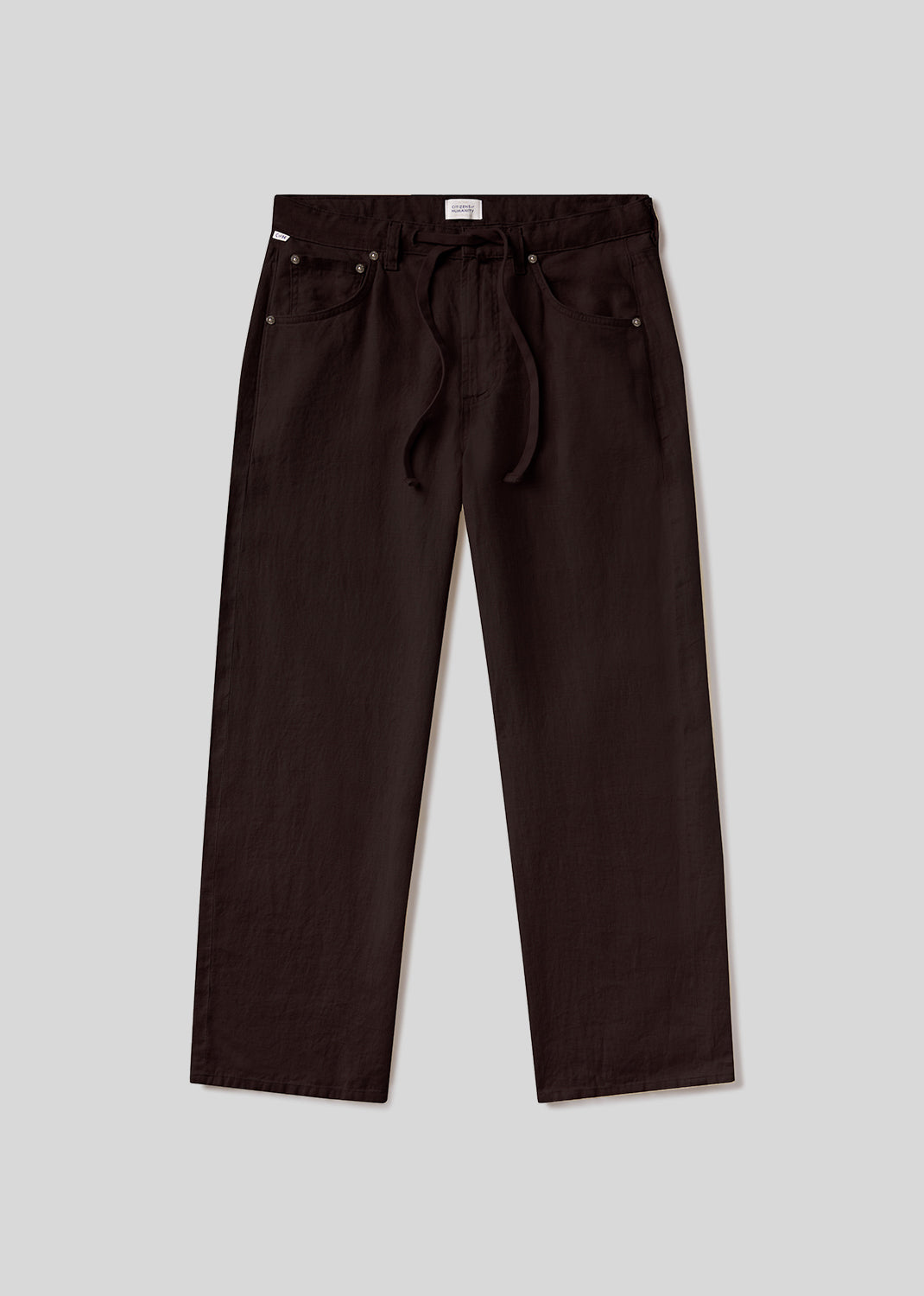 Citizens of Humanity Brynn Drawstring Linen Trousers in Chocolate available at Barbara Katz