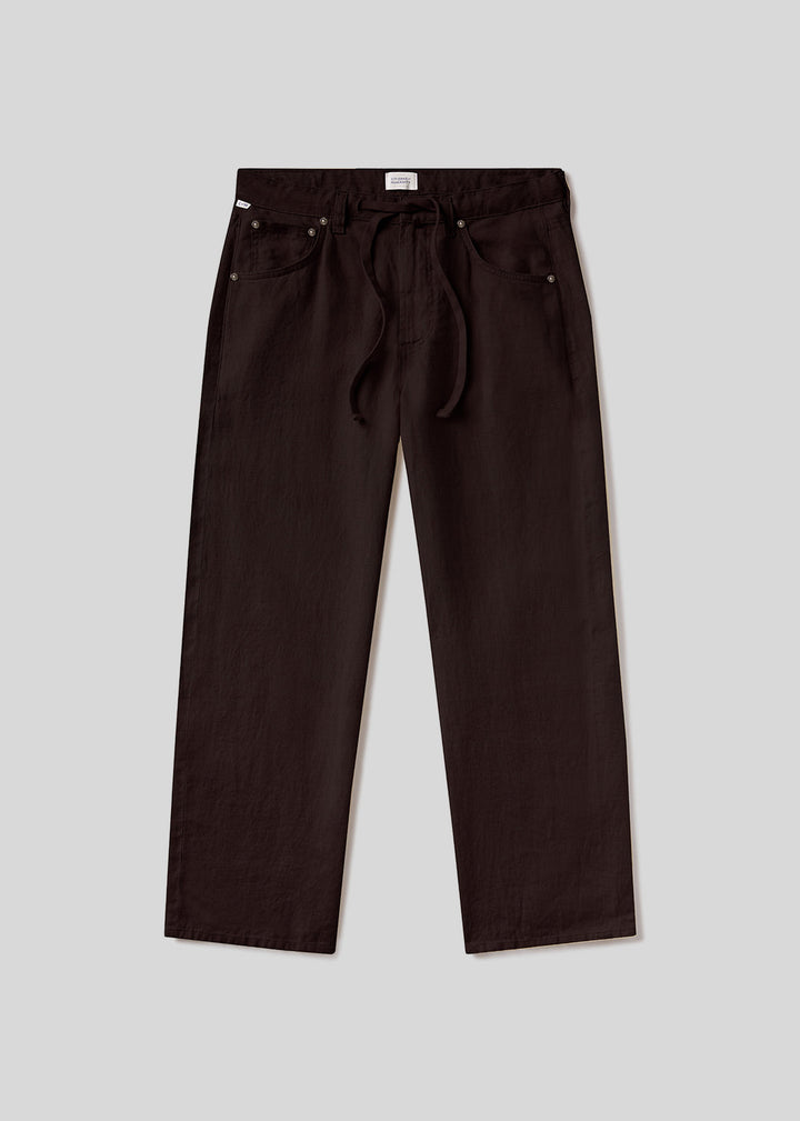 Citizens of Humanity Brynn Drawstring Linen Trousers in Chocolate available at Barbara Katz