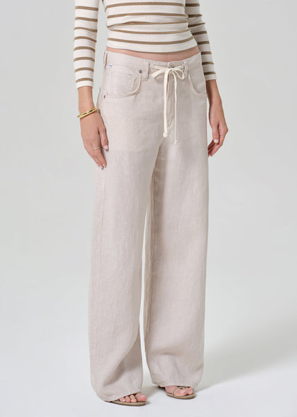 Citizens of Humanity Brynn Drawstring Linen Trousers - Pale Stone
