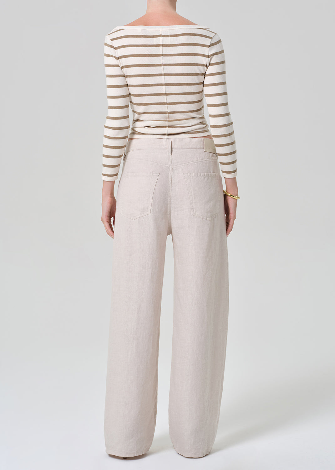 Citizens of Humanity Brynn Drawstring Linen Trousers in Pale Stone available at Barbara Katz