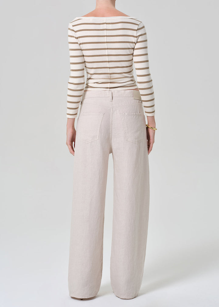 Citizens of Humanity Brynn Drawstring Linen Trousers in Pale Stone available at Barbara Katz