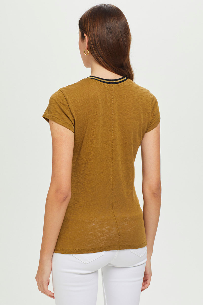 Goldie Gold Shimmer Tipped Ringer Tee