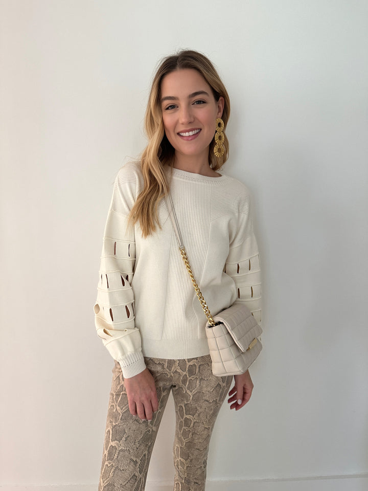 Maria Pavan Cut Out Sleeve Sweater - Ivory