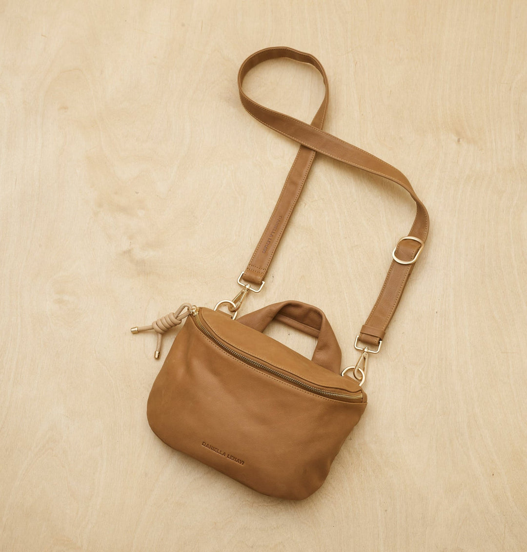 Daniella Lehavi Mia Loop Crossbody Bag in Camel available at Barbara Katz