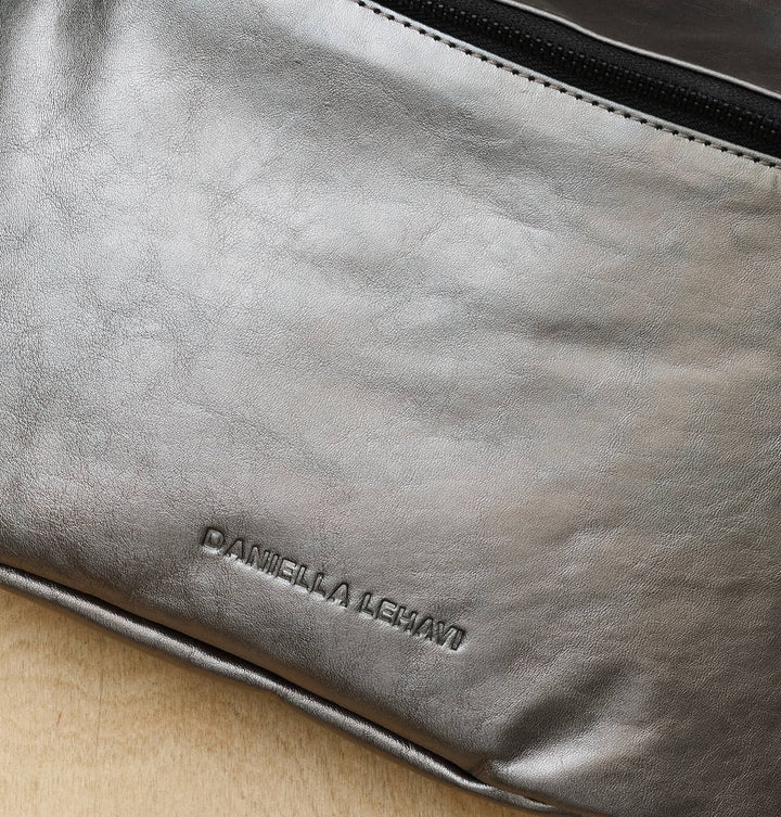 Daniella Lehavi Mia Loop Crossbody Bag in Metallic Pewter available at Barbara Katz