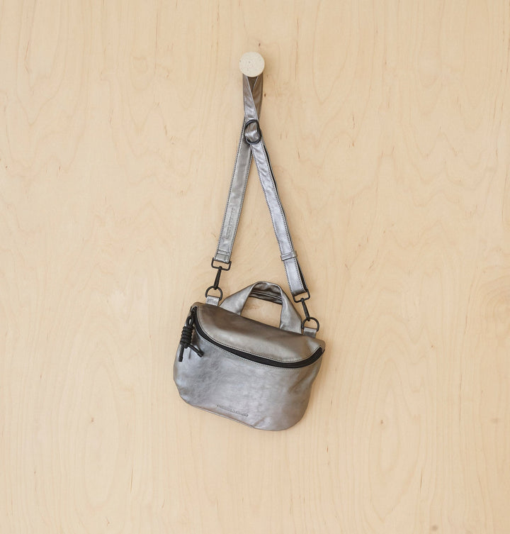 Daniella Lehavi Mia Loop Crossbody Bag in Metallic Pewter available at Barbara Katz
