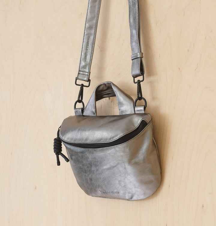 Daniella Lehavi Mia Loop Crossbody Bag in Metallic Pewter available at Barbara Katz