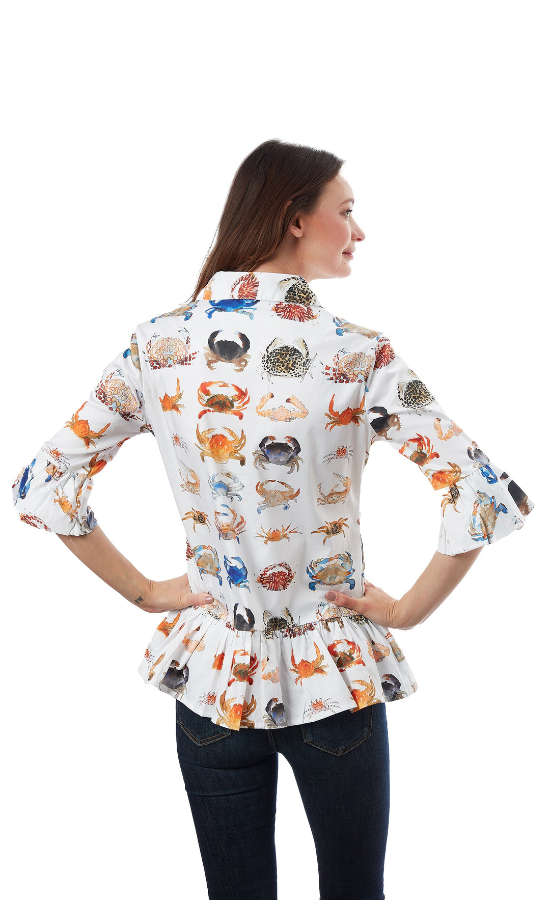 Dizzy-Lizzie Peplum Top - Crabs Print available at Barbara Katz