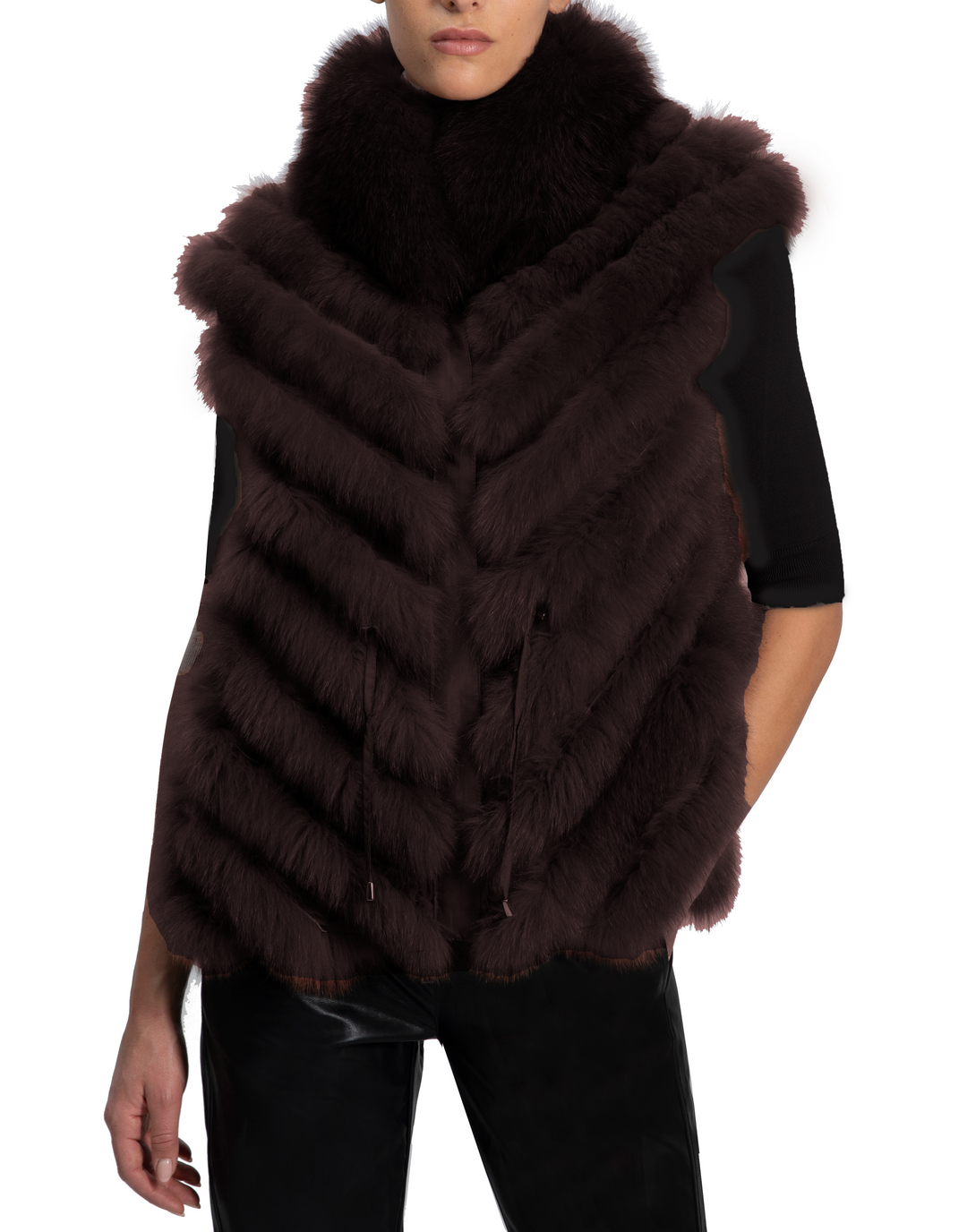 Diomi Veronica Reversible Vest in Chocolate available at Barbara Katz