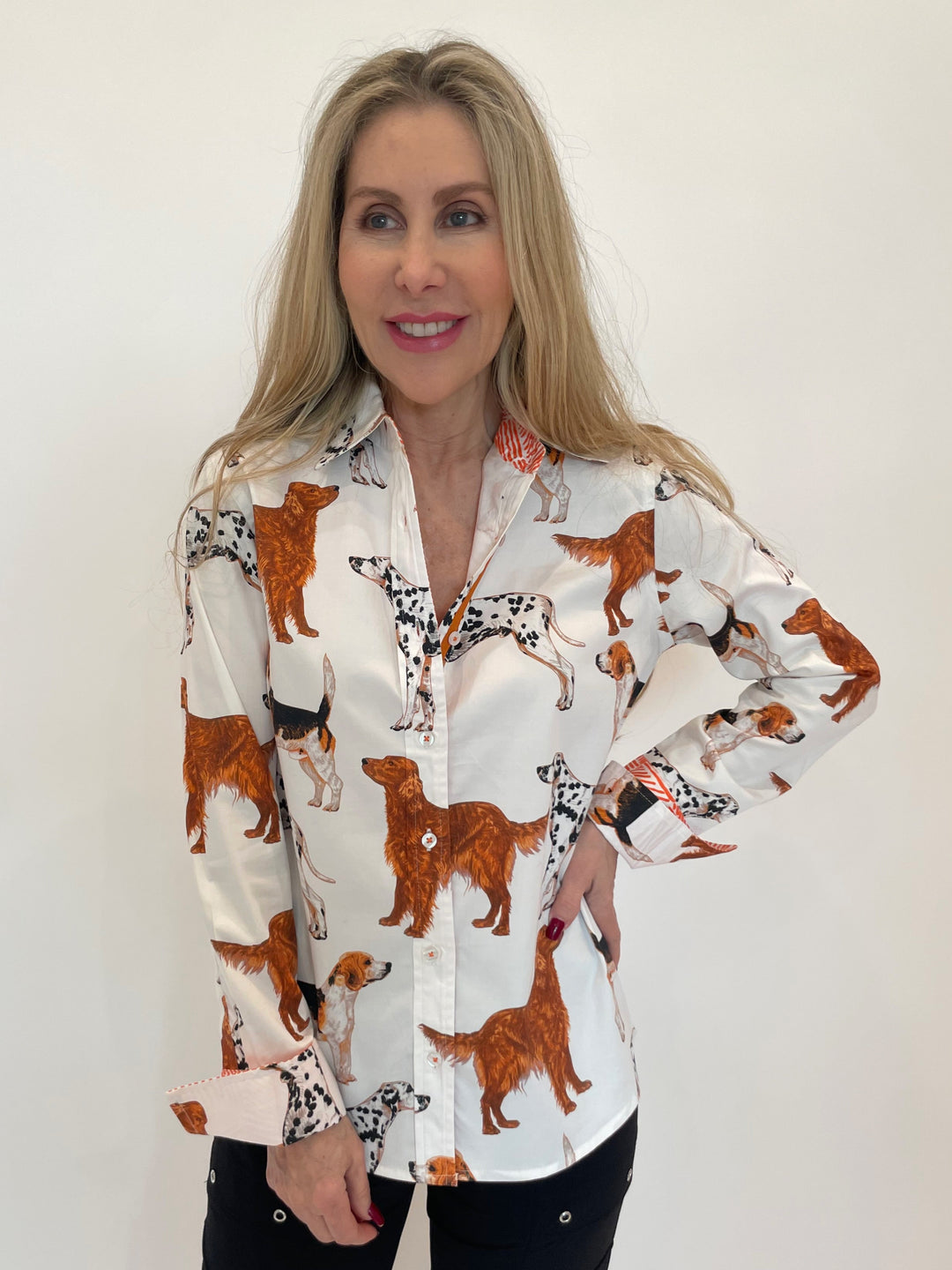 Dizzy-Lizzie Rome Shirt in Doggies Print available at Barbara Katz