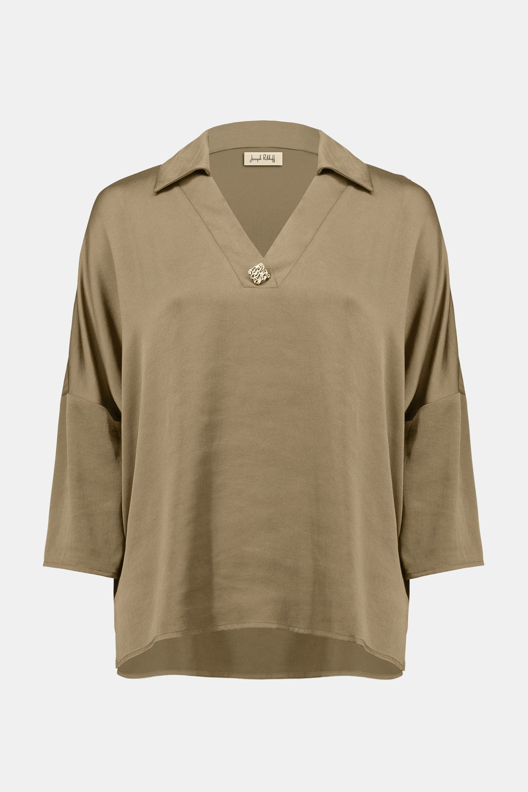 Joseph Ribkoff Dulce Polo With Brooch in Java available at Barbara Katz