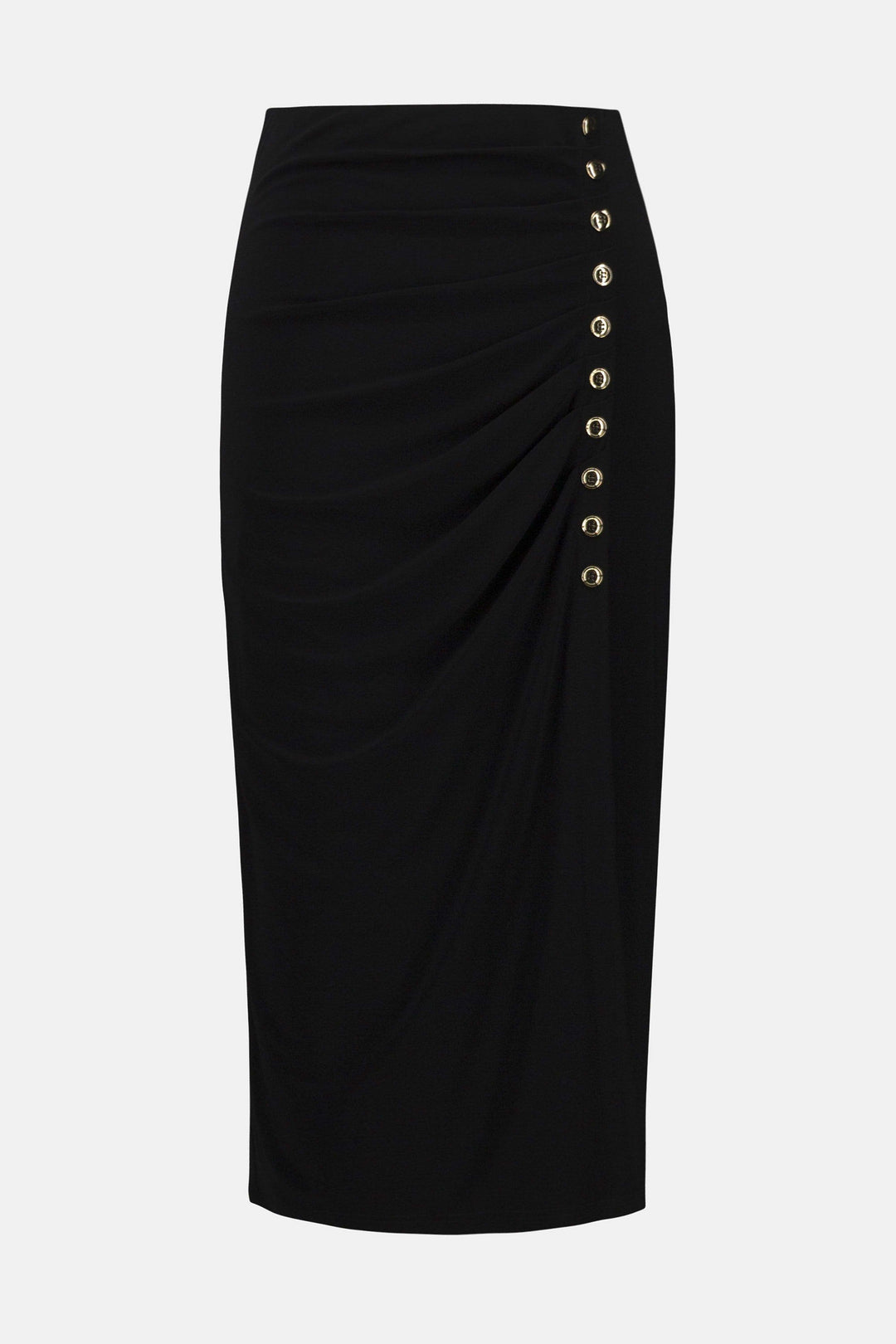 Joseph Ribkoff Joan Studs Ruched Skirt in Black available at Barbara Katz