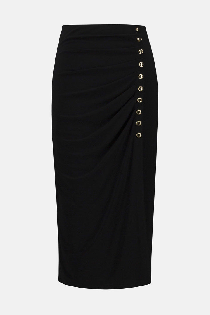 Joseph Ribkoff Joan Studs Ruched Skirt in Black available at Barbara Katz