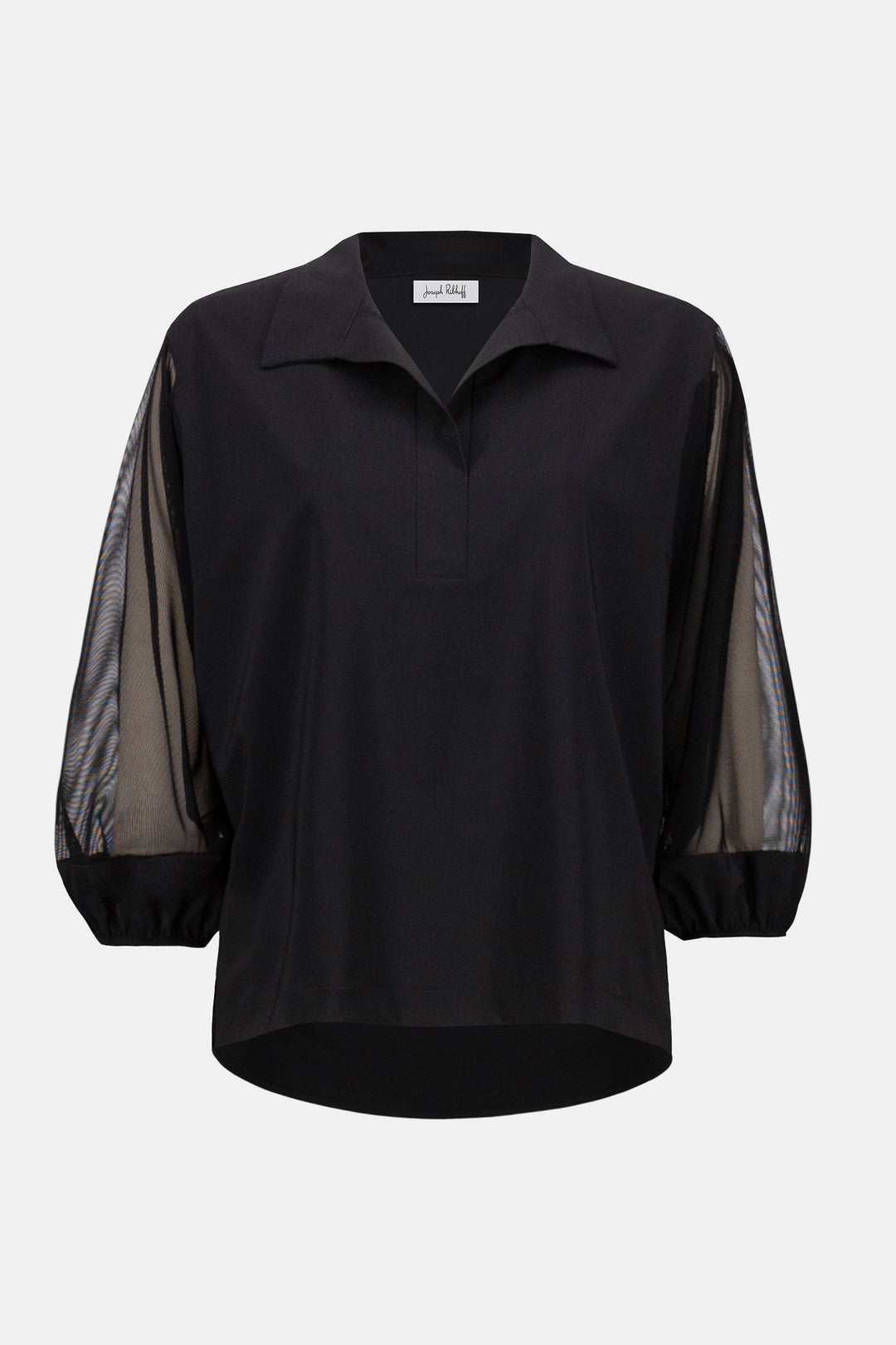 Joseph Ribkoff Joane Sheer Sleeve Blouse in Black available at Barbara Katz