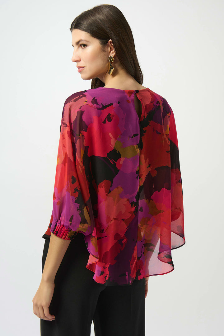 Joseph Ribkoff Flower Tunic Blouse in Black/Multi available at Barbara Katz