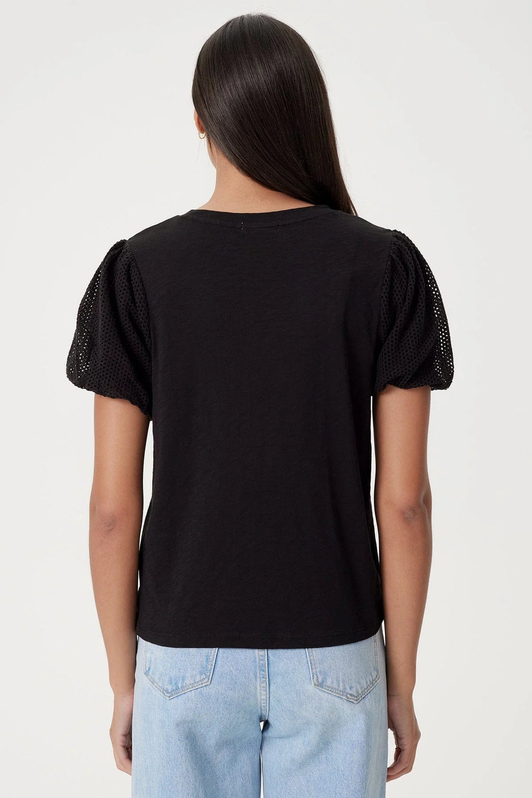 Goldie Isabel Princess Sleeve T-Shirt in Black available at Barbara Katz