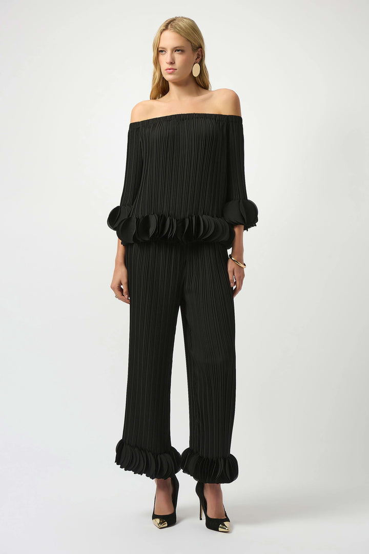 Joseph Ribkoff Joa Ruffle Pants in Black available at Barbara Katz
