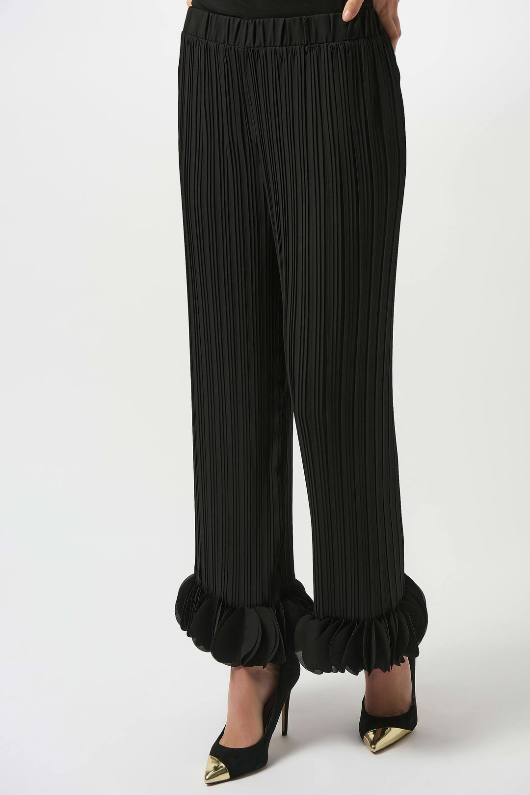Joseph Ribkoff Joa Ruffle Pants in Black available at Barbara Katz