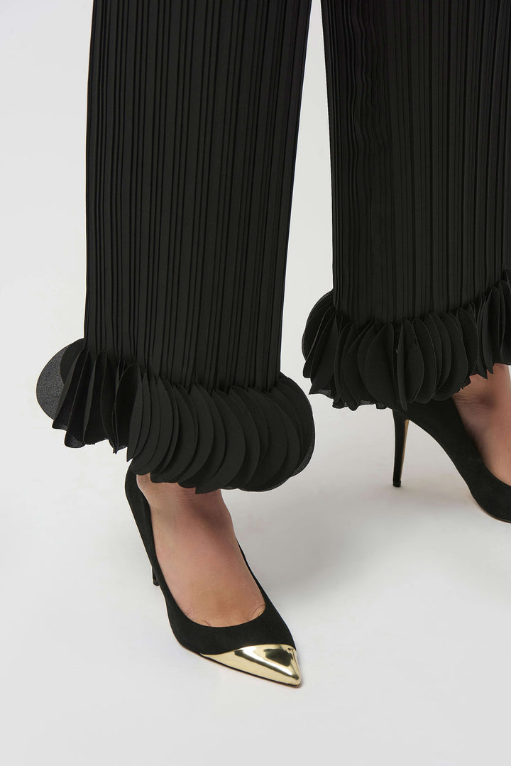 Joseph Ribkoff Joa Ruffle Pants in Black available at Barbara Katz