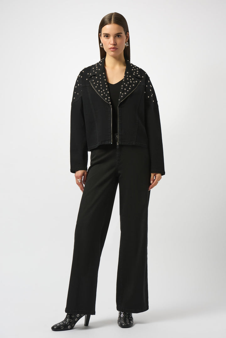 Joseph Ribkoff Suzie Studs Jacket in Black available at Barbara Katz