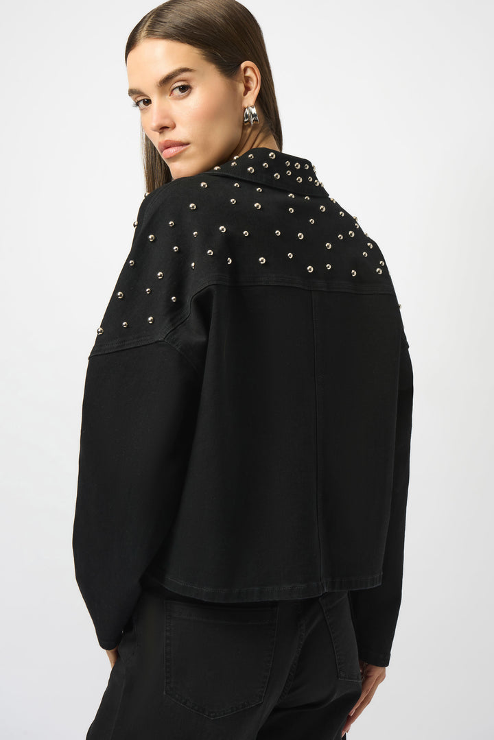 Joseph Ribkoff Suzie Studs Jacket in Black available at Barbara Katz