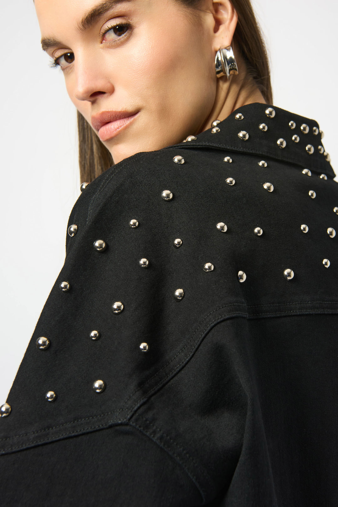 Joseph Ribkoff Suzie Studs Jacket in Black available at Barbara Katz