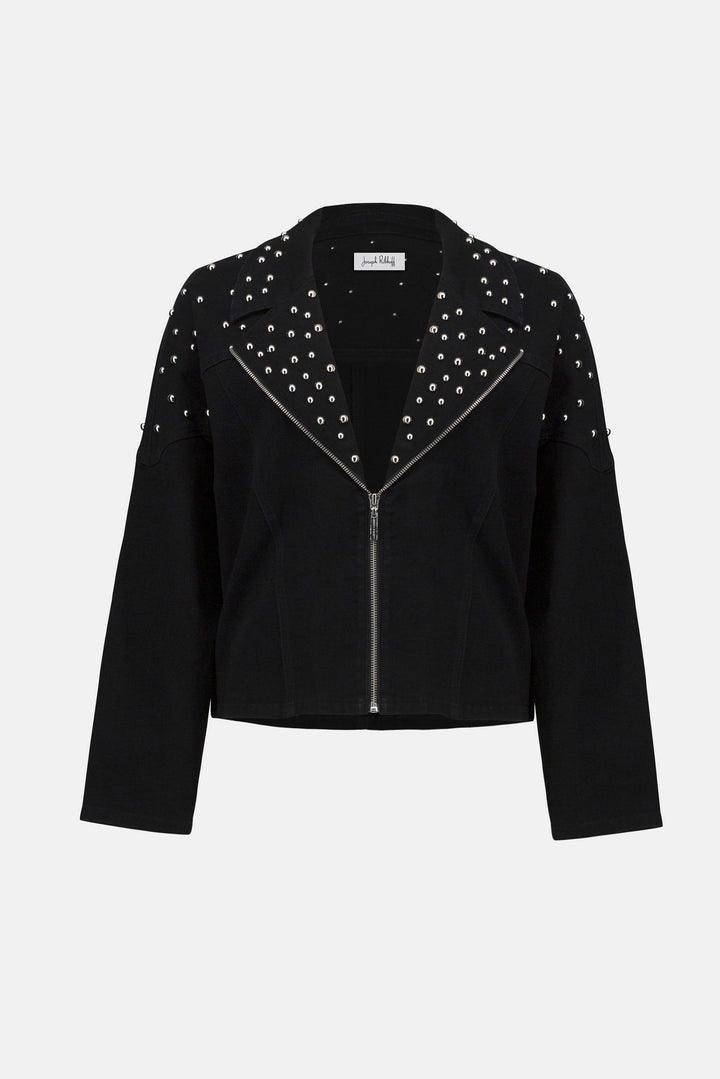 Joseph Ribkoff Suzie Studs Jacket in Black available at Barbara Katz