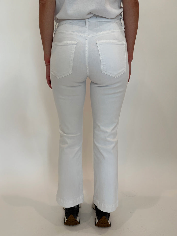 Elliott Lauren 5-Pocket Baby Boot Crop Jeans in White available at Barbara Katz