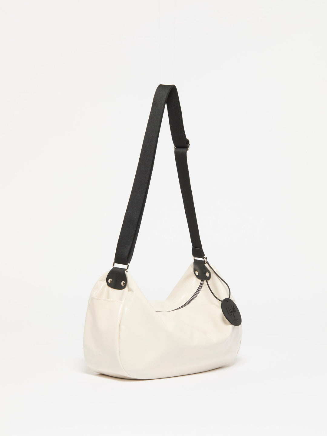 Jack Gomme Liris Light Vegan Aqua Shoulder Bag in Shiny Ivoire available at Barbara Katz