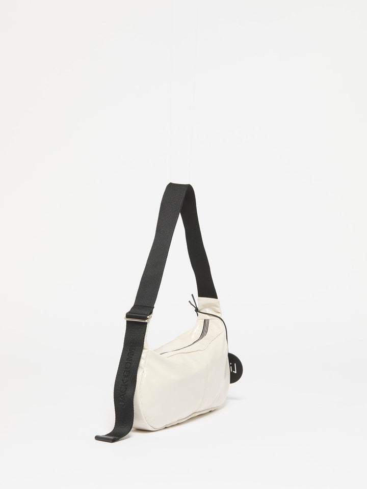 Jack Gomme Maeve Light Vegan Aqua Handbag in Shiny Ivoire available at Barbara Katz